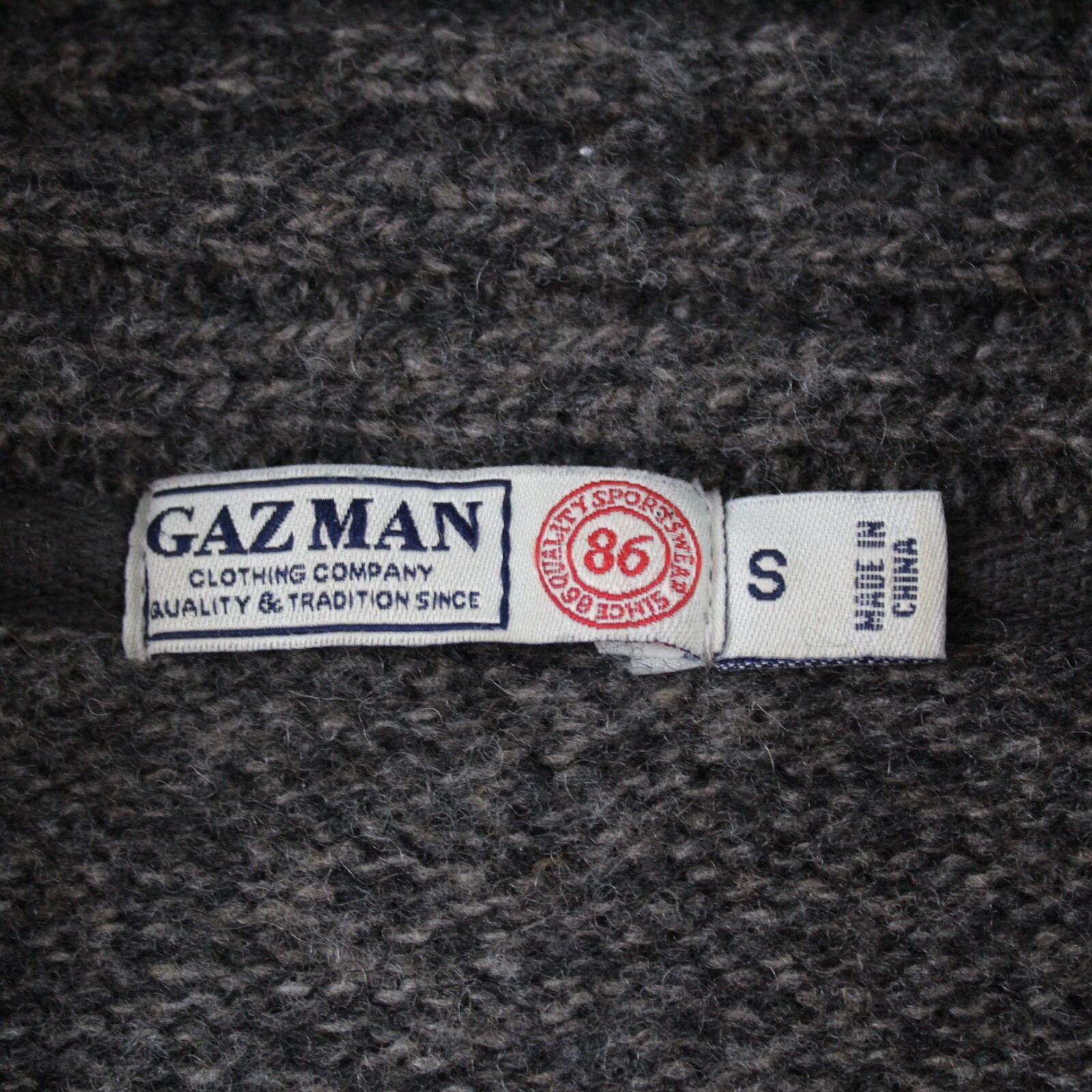 Gazman Knit Sweater Mens Size S Grey Long Sleeve Shawl Collar Wool