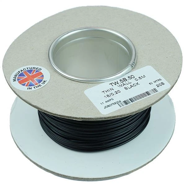 AMC Black 0.5mm² Thin Wall Cable Wire 16/0.2mm 50M
