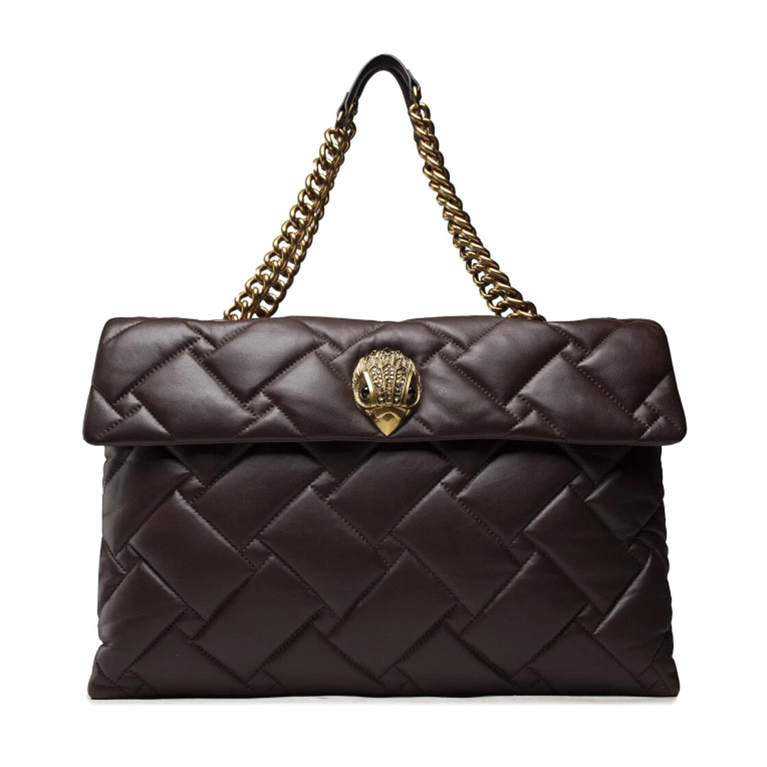 KURT GEIGER Macro Kensington Shoulder Bag Brown Leather