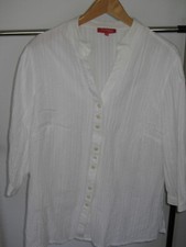 EDLES BLUSEN- SHIRT 3/4- ÄRMEL- 100% BAUMWOLLE- WEISS- THEA 42 PLUS- GR. 46