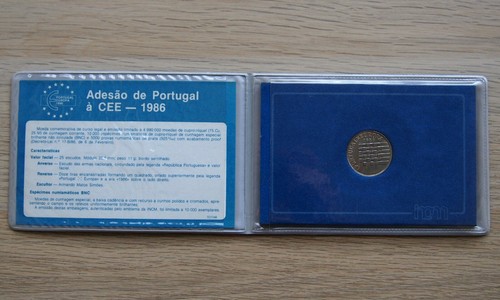 PORTUGAL. 1986 Copper-Nickel 25 ESCUDOS. Accession of Portugal to the EEC. BNC - Bild 1 von 9