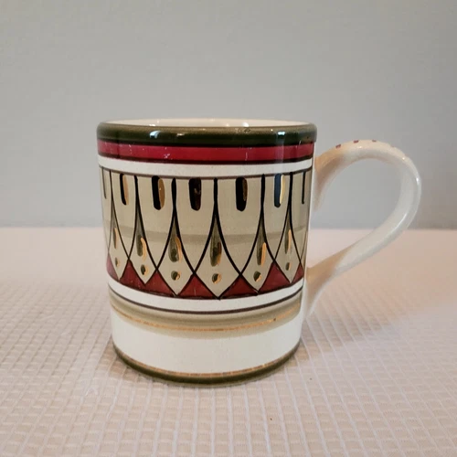 Sberna Deruta Coffee Mug Cup Hand Painted In Italy Gold Red Green