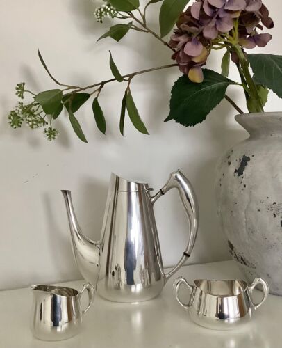 Pristine UNUSED Mid Century CARL COHR Denmark Silver Plated Tea/Coffee Set c1960 - Picture 2 of 9