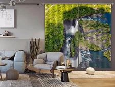 3D Nature Waterfall ZHUA288 Photo Curtain Window Blockout Fabric Amy 2023