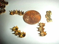 50 VINTAGE BRASS 3 RHINESTONE CRESENT CURVED PRONG SETTING 14x5mm. FINDINGS L480