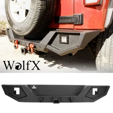 Offroad Steel Rear Bumper For 2007-2018 Jeep Wrangler JK JKU+LED Lights+D-Rings