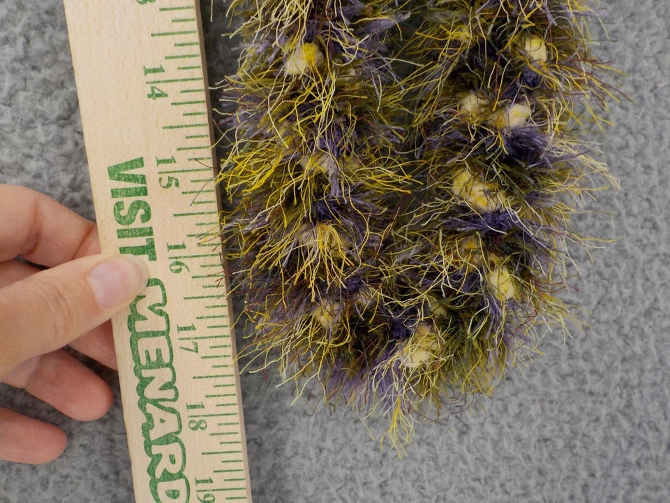 LEI ПЛЕТЕНЫЙ ПУШИСТЫЙ ФИОЛЕТОВЫЙ ЖЕЛТО-ЗЕЛЕНЫЙ КРЕМ С ЛЕНТОЙ И КОРИЧНЕВЫЙ KUKUI ОРЕХИ НОВЫЙ БЕЗ ЯРЛЫКОВ - Изображение 3 из 4