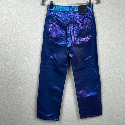 New Levis Shine Ribcage Straight Ankle Jeans Candy Coated Purple Iridescent 25 - Picture 6 of 16