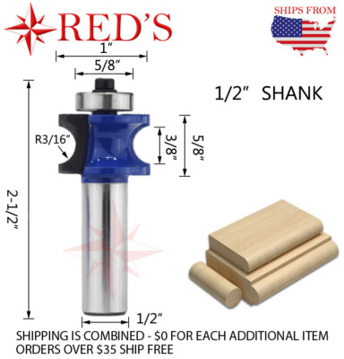 Tideway Carbide Pro WL1111 3/8'' D x 3/16'' R Bull Nose 1/2'' shank router bit