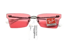 Ray-Ban Xime Rimless Sunglasses RB 3730 004/84 Polished Gunmetal Pink - No Case