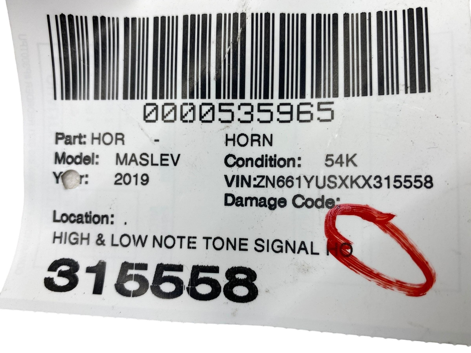 2017-2024 MASERATI LEVANTE HIGH & LOW NOTE TONE SIGNAL HORN SET x2 670037595