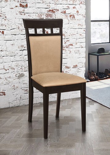 Cappuccino & Tan Upholstered Side Chairs (Set of 2) - Picture 2 of 6