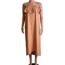 Hatch The Daisy Flutter Maternity Dress Size 1/ S Dusty Rose Silk Midi Ruffle