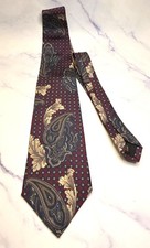 Vintage John Ashford USA made Silk Tie Red & Blue Pattern 55"