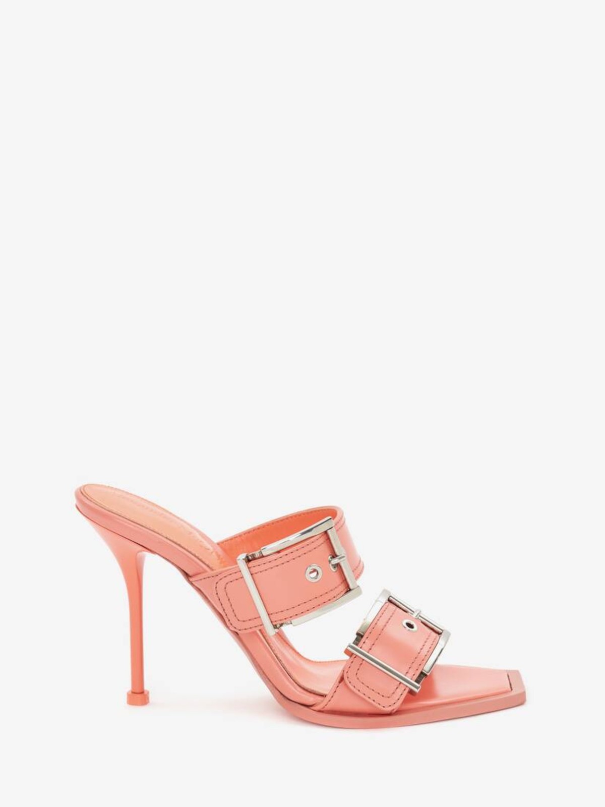 ALEXANDER MCQUEEN Womens Coral Toe Stiletto Slip On Leather Heeled Sandal 38 63790₽