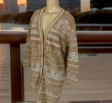 Vintage Lizsport Cardigan Liz Claiborne Sweater Metallic Gold Relaxed 90s Y2K S