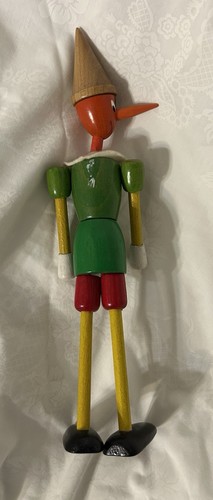 VINTAGE 9” WOODEN STRING JOINTED PINOCCHIO DOLL - MADE IN ITALY - EUC - Picture 2 of 3