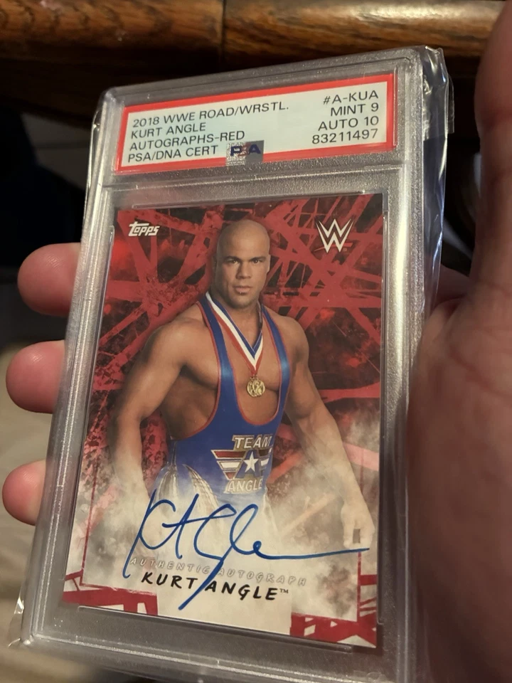 2018 Topps WWE Road To Wrestlemania Kurt Angle  AUTO 1/1! PSA 9/10! WOW! - Image 2 of 4