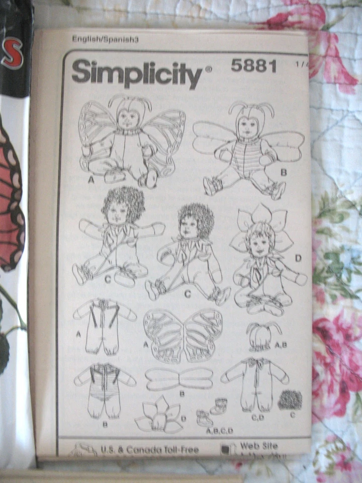 Simplicity Sew Pattern 5881 TODDLER'S FLOWER BEE + BUTTERFLY Halloween 1/2-4 - Image 3 of 4