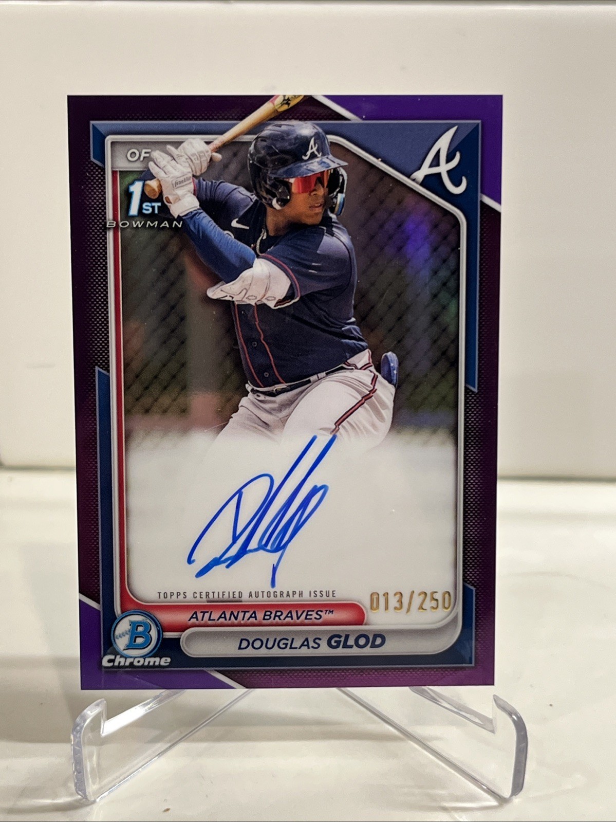 2024 BOWMAN CHROME DOUGLAS GLOD 013/250 PURPLE 1ST AUTO CPA-DG Atlanta Braves