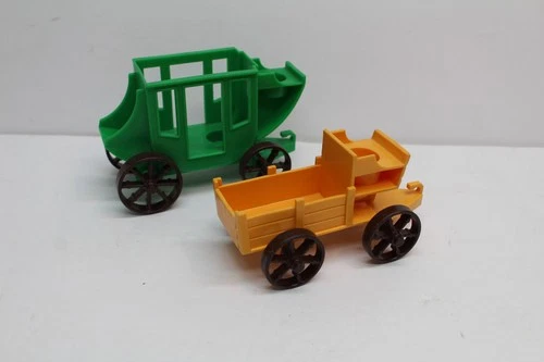 Vintage Fisher Price Little People Western Town Carriage Stagecoach & Wagon Lot