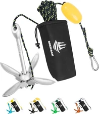 Dreizack Kayak Anchor Kit, 3.5 lb Folding Grapnel Boat Trolley Silver 