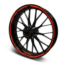 Felgenrandaufkleber Komplett Set Design Zubehör 15-19 Zoll Streifen Rot MR018