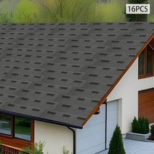 16Pcs Asphalt Roof Shingles 5.3mm Thick Grey 100x33.3cm Covers 25 sq ft