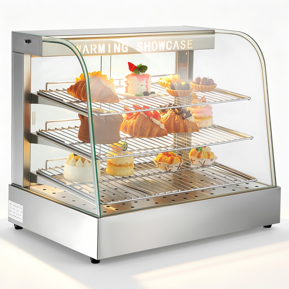 3 Tiers 26" Commercial Heat Food Pizza Warmer Display Case Restaurant 1500W USA