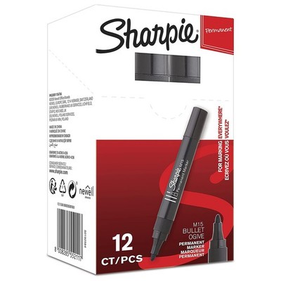Sharpie M15 Permanentmarker | Kugelspitze | 1 Stück (12er Pack), schwarz 
