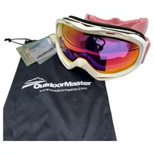 Outdoor Master Ski Goggles White Frame Pink Adjustable Strap Adult Unisex OSFA