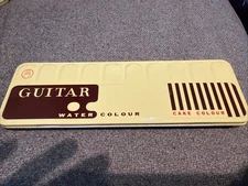 Vintage Guitar Watercolor Water Colour Cake Color Tin Paint Set MCM RG-301