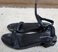 Prada Women's Fashion Sandals Black Size 38 EUR Bottoms Are Cracked