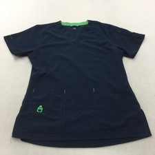 Carhartt Scrub Top Womens Small Blue V Neck Short Sleeve Force Pockets Medical