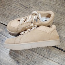 London Undeground Womens Sz 9M Shoes Sneakers Pine Tan Lace Up Faux Fur Lining