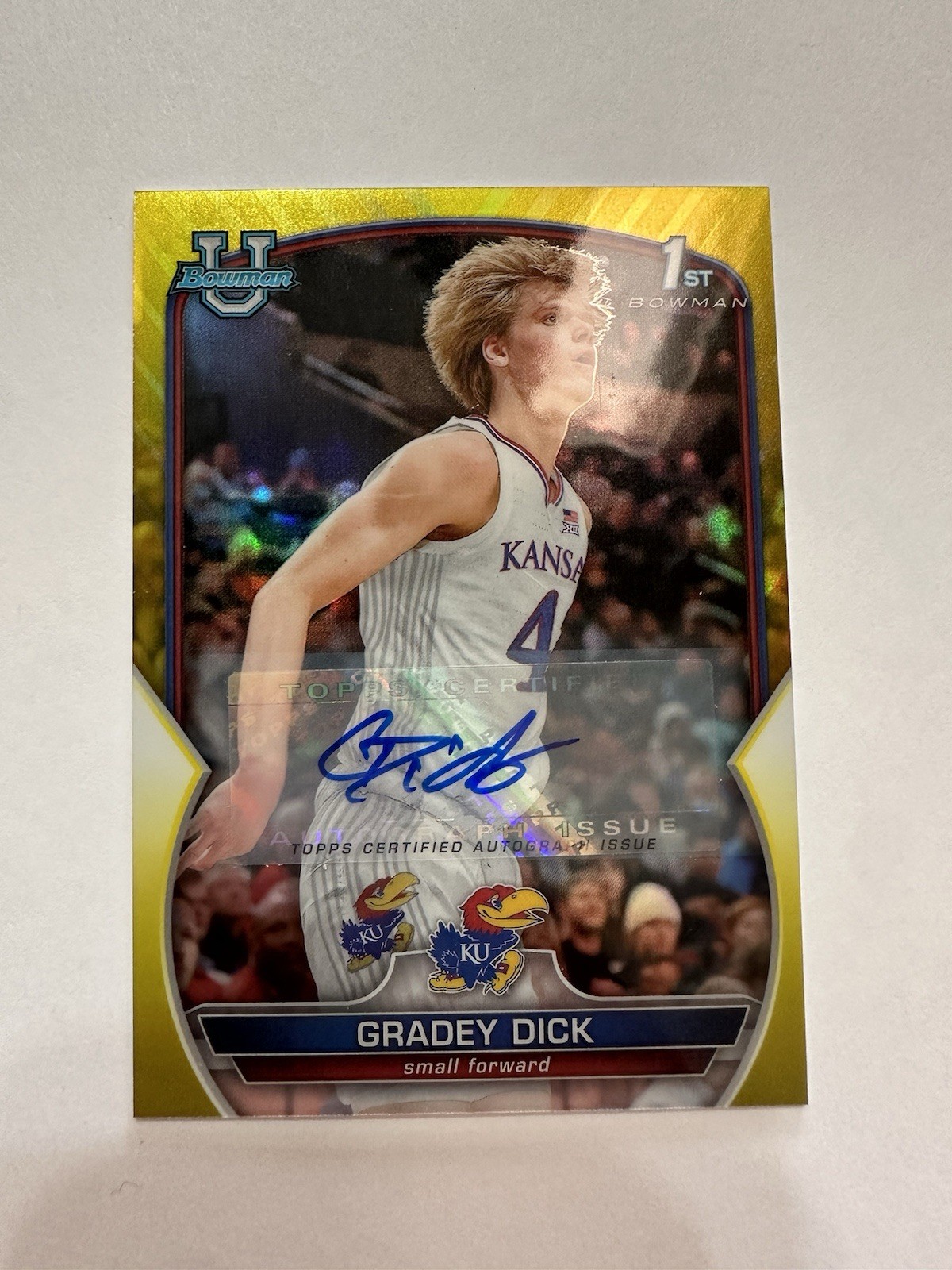2022-23 Bowman University 1st Gold Refractor Gradey Dick Rookie /50 Auto RC