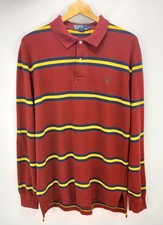 VINTAGE Polo By Ralph Lauren Long Sleeves Striped Polo Shirt Cotton Men's L USA