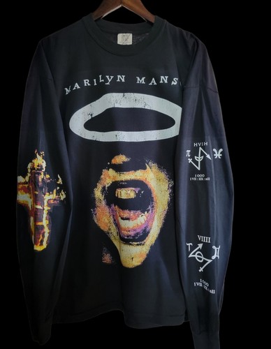 MARILYN MANSON BIGGER THAN SATAN ON PREMIUM HEAVYWEIGHT LONG SLEEVE  T SHIRT - $52.00