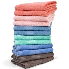 Wash Cloths 12 Pack for Body and Face Bulk Wash Cloth with Assorted Colors So...
