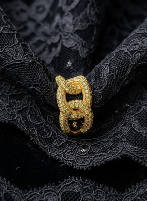 NOX AETERNA Gold Aurelia Chain Link Ring Cubic Zirconia One-Size