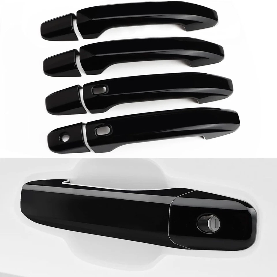 For 2019-2024 Chevy Silverado GMC Sierra 1500 GLOSS BLACK Door Handle COVERS 8pc - Image 3 of 4