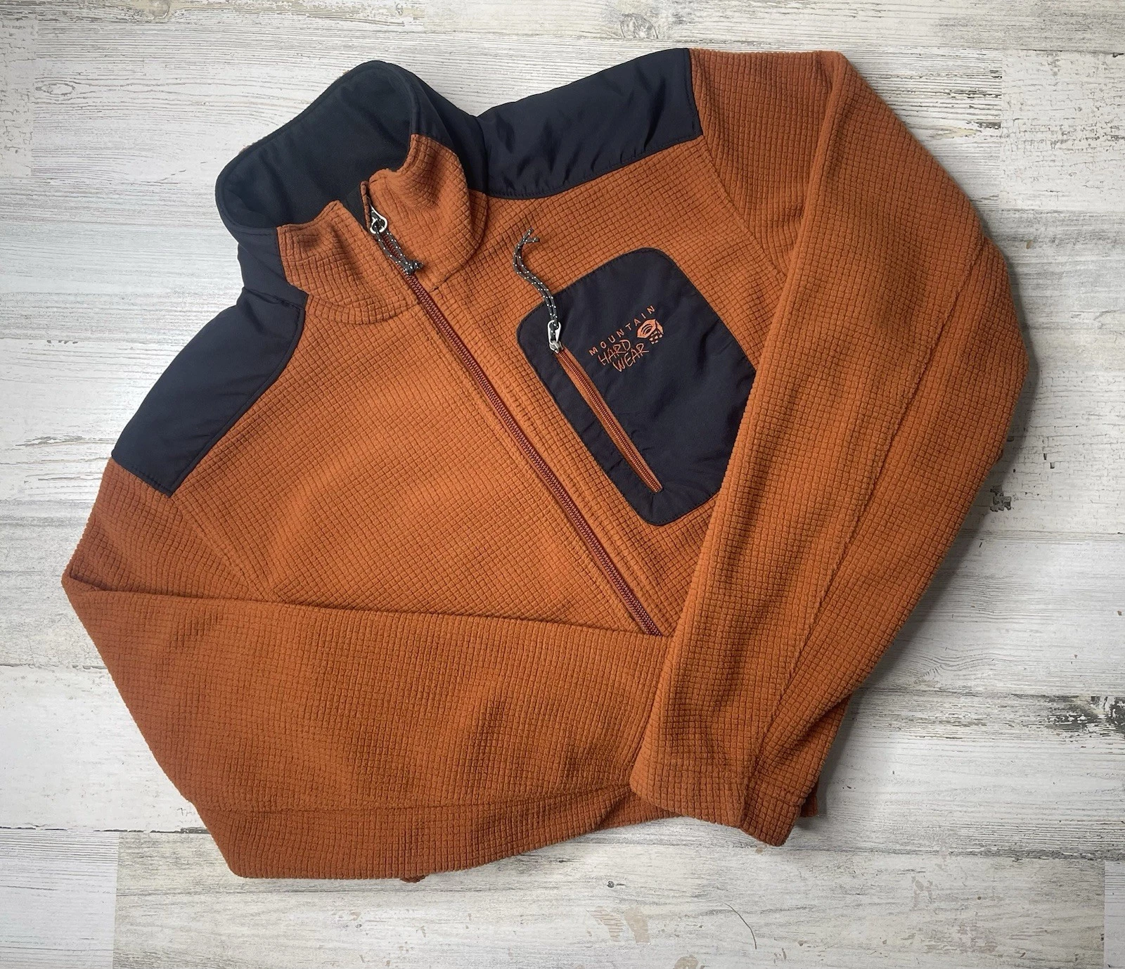 Mountain Hardwear Full Zip Waffle Grid Fleece Jacket Burnt Orange Youth Size: L