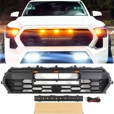 Black Front Bumper Grille Fits For Toyota Tacoma 2024 Grill With Led Light Bar