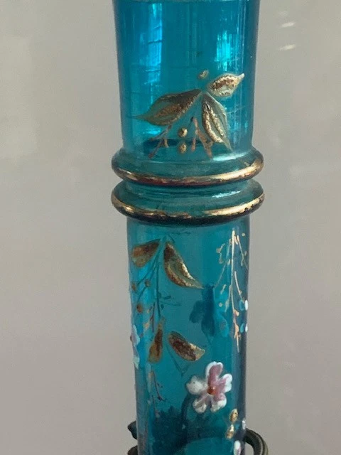 Soliflore verre émaillé doré et monture bronze,grappes de raisin et feuillage - Photo 4/4