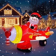 8 FT Christmas Inflatable Decorations,Santa Claus on Flying Animated Red