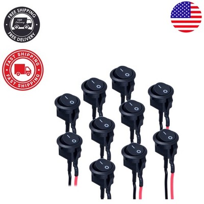 10pcs 15mm Round Rocker Toggle Switch ON/OFF SPST for Automotive & Marine Use