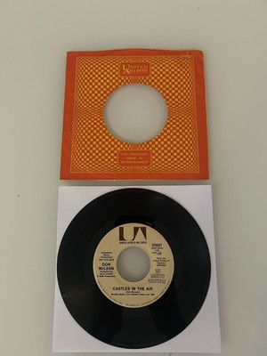 Don McLEAN U.S. 1972 DJ Vincent/Castles In-Air (STEREO/STEREO) UA VG MINUS shape