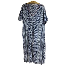 Dolma Women XL Blue Aztec Maxi Beach Pool Cover Up
