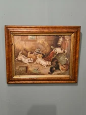 Antique 19th Century Chromolithograph After George Armfield Of Terrier Dogs