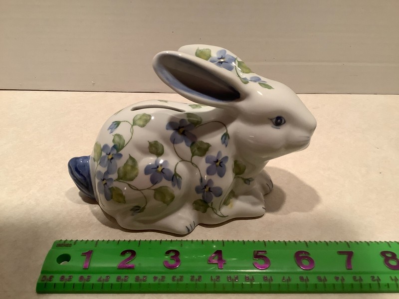 Andrea by Sadek bunny coin bank, blue violet design